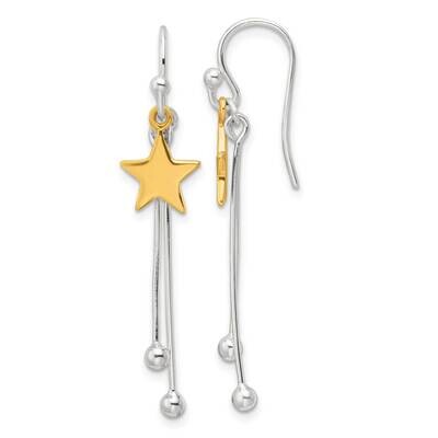 Gold-Tone Polished Star Dangle Earrings Sterling Silver QE17553, MPN: QE17553,