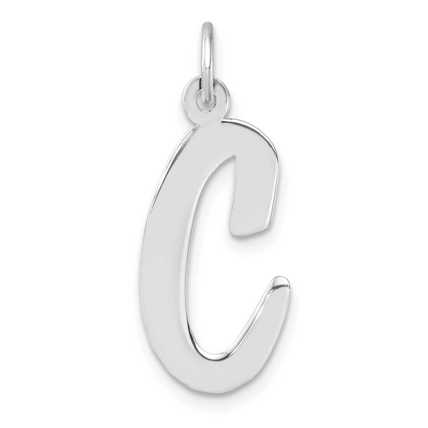 Large Script Letter C Initial Charm Sterling Silver Rhodium-Plated QC11253C