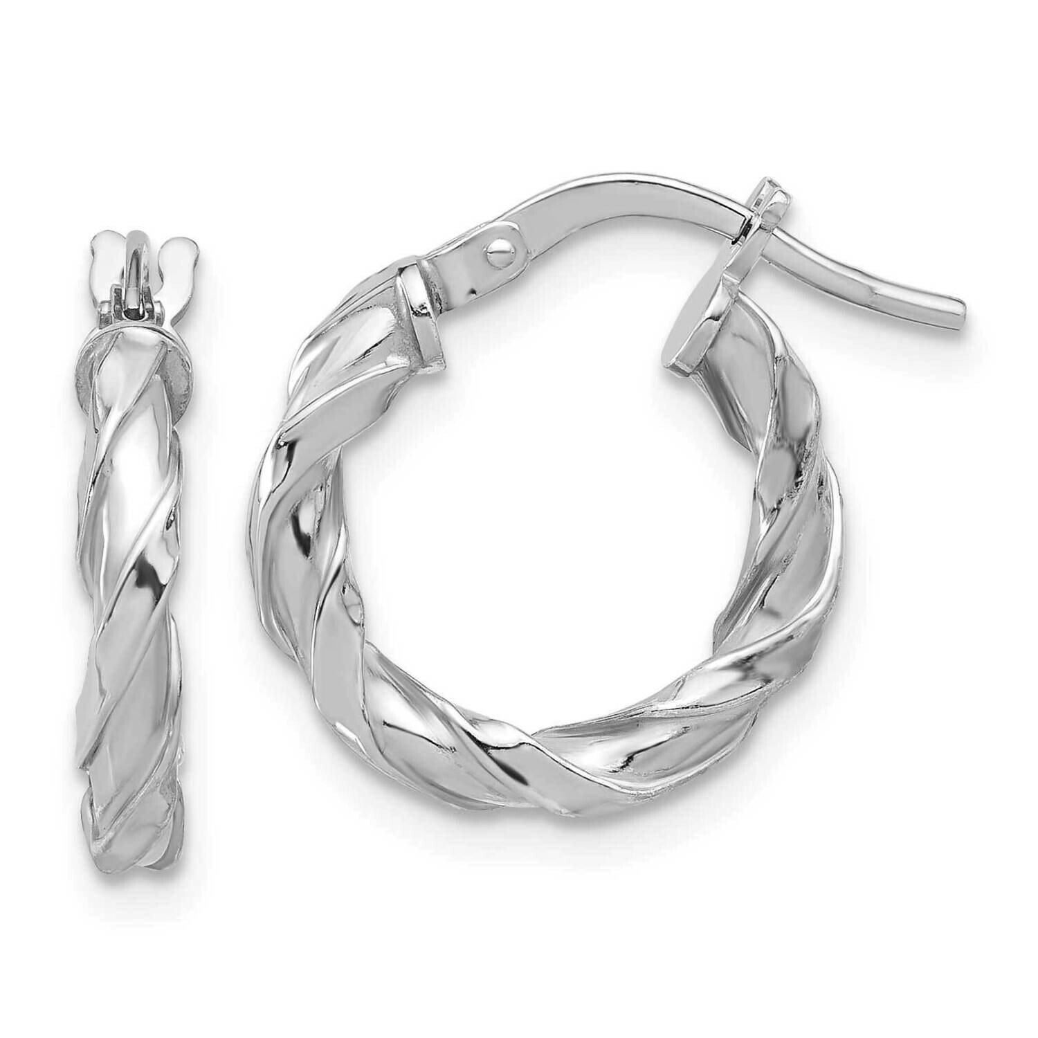 Polished Twisted Hoop Earrings Sterling Silver Rhodium-Plated QE16823, MPN: QE16823,
