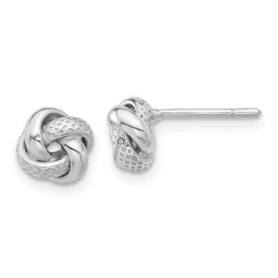 Polished Textured Love Knot Post Earrings Sterling Silver Rhodium-Plated QE17471, MPN: QE17471,