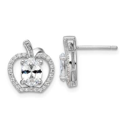 CZ Apple Post Earrings Sterling Silver Rhodium-Plated QE16734, MPN: QE16734,