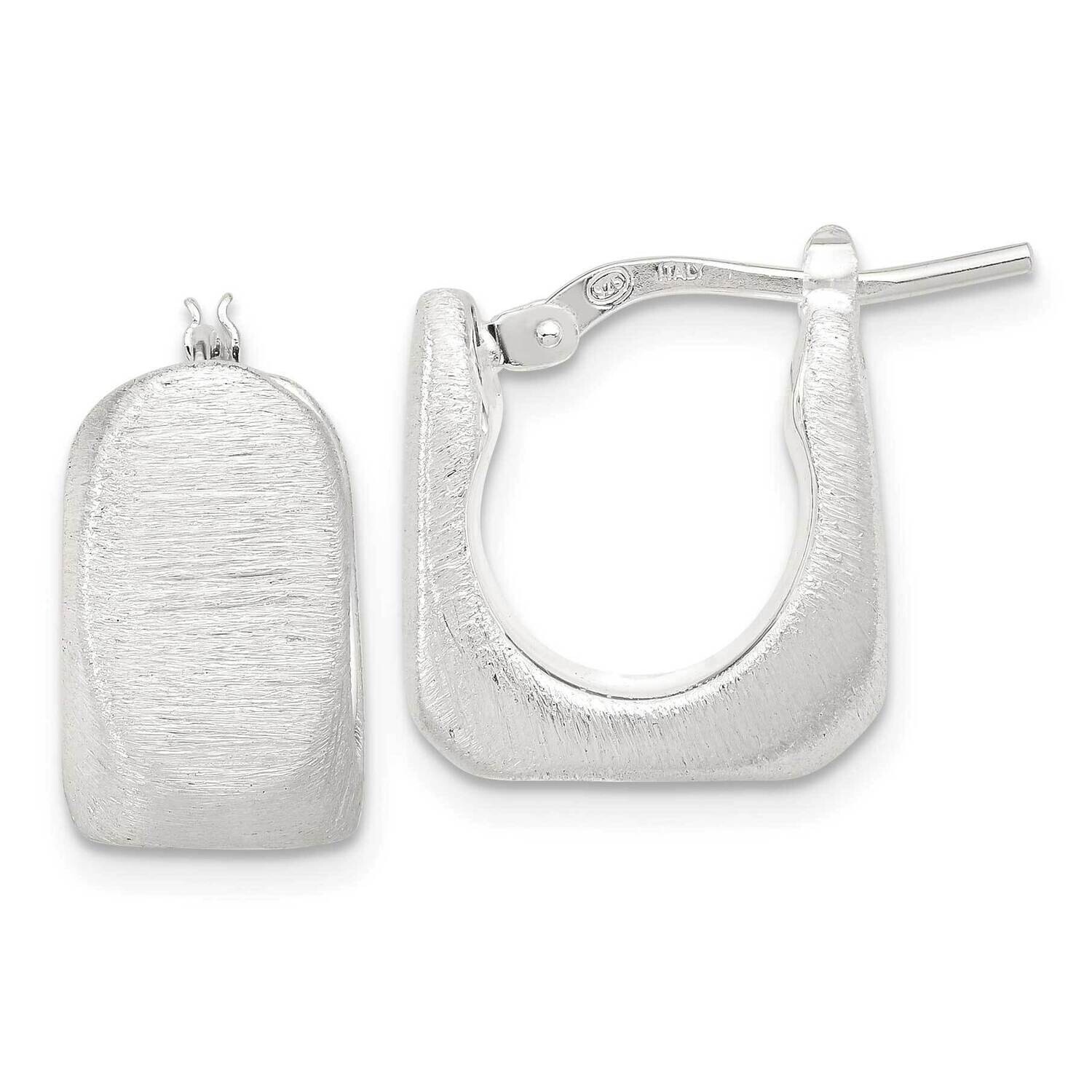 Brushed Hollow Square Hoop Earrings Sterling Silver Rhodium-Plated QE16910, MPN: QE16910,