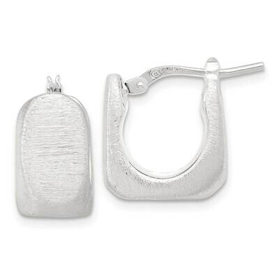 Brushed Hollow Square Hoop Earrings Sterling Silver Rhodium-Plated QE16910, MPN: QE16910,