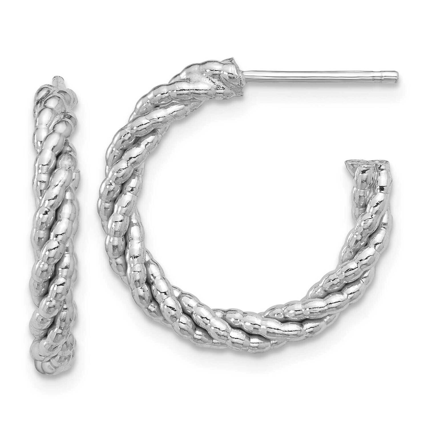 Textured Twisted C-Hoop Earrings Sterling Silver Rhodium-Plated QE16973, MPN: QE16973,