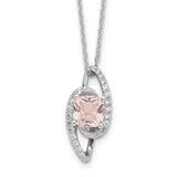 Cheryl M Cushion-Cut Simulated Morganite &amp; White Brilliant-Cut CZ 18 Inch Necklace 2 Inch Extender …