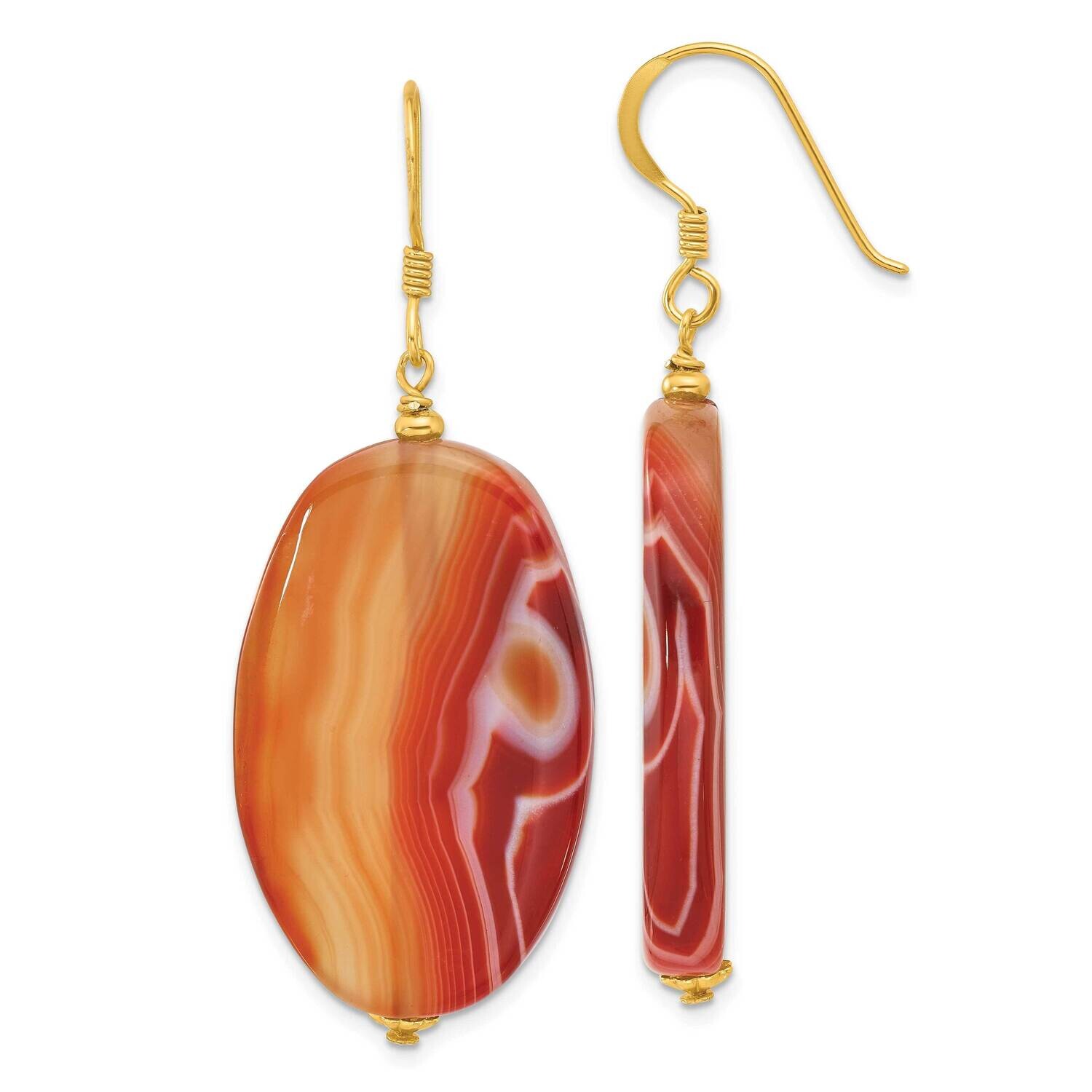 Gold-Plated Red Sardonyx Dangle Earrings Sterling Silver QE16694