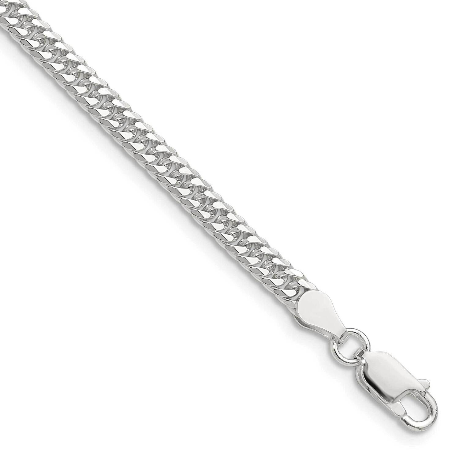 3.9mm Double Diamond-Cut Curb Chain 7 Inch Sterling Silver Polished QDD080-7, MPN: QDD080-7,