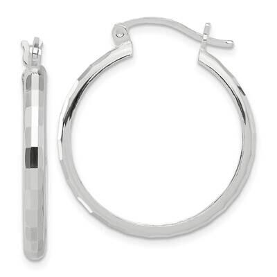 Textured Hoop Earrings Sterling Silver Polished QE16781, MPN: QE16781,