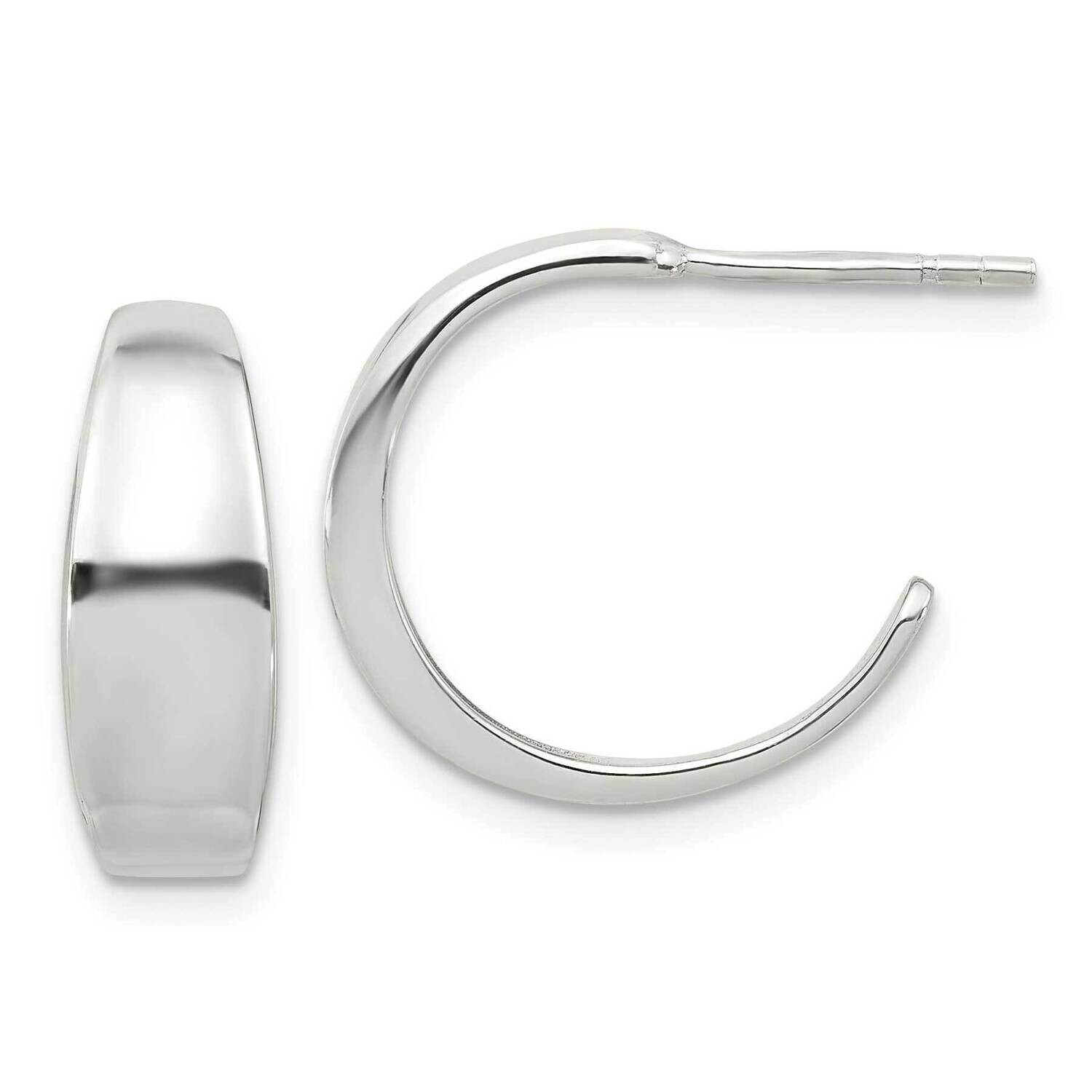 Concave C-Hoop Earrings Sterling Silver Polished QE16976, MPN: QE16976,