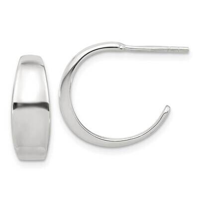 Concave C-Hoop Earrings Sterling Silver Polished QE16976, MPN: QE16976,