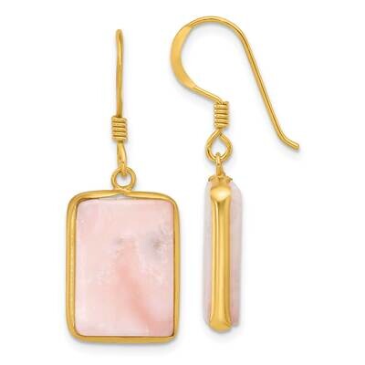 Gold-Plated Polished Rectangle Pink Opal Dangle Earrings Sterling Silver QE17305, MPN: QE17305,