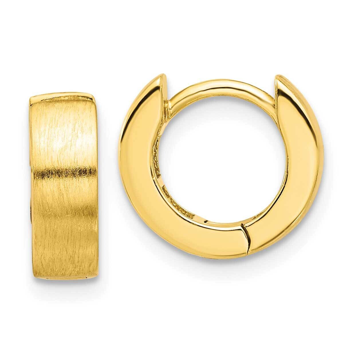 Gold-Tone Brushed 4X13mm Hinged Huggie Hoop Earrings Sterling Silver QE16968GP