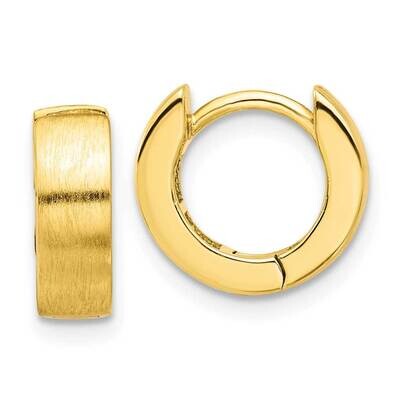 Gold-Tone Brushed 4X13mm Hinged Huggie Hoop Earrings Sterling Silver QE16968GP, MPN: QE16968GP,