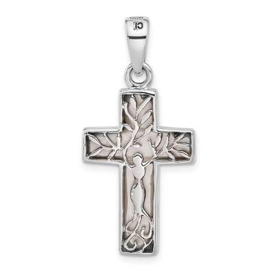 Reversible Mother Of Pearl Cross Pendant Sterling Silver Rhodium-Plated QC11458 by Men&#39;s Jewelry an…