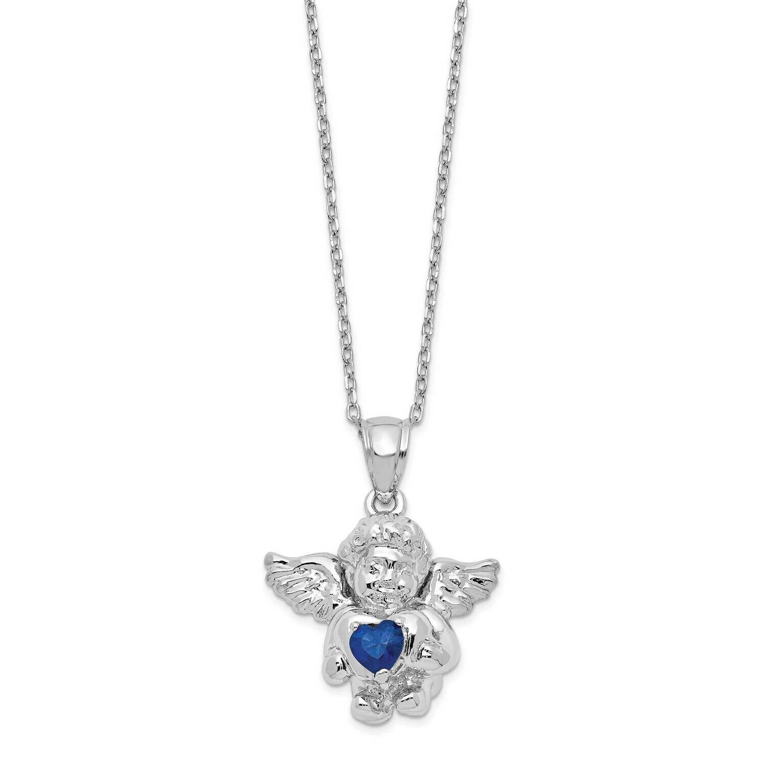Rh-Pltd CZ Sept Birthstone Angel Ash Holder 18 Inch Necklace Sterling Silver QC9753SEP-18, MPN: QC9…