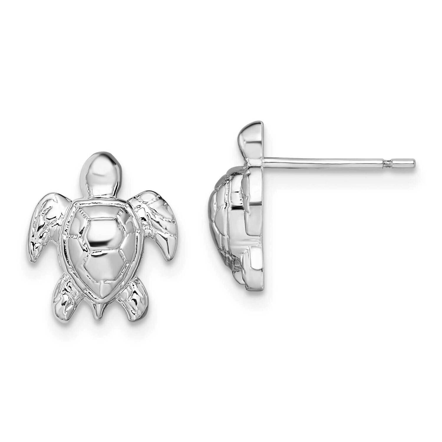 Mini Sea Turtle Post Earrings Sterling Silver Polished QE15485, MPN: QE15485, 637218163533