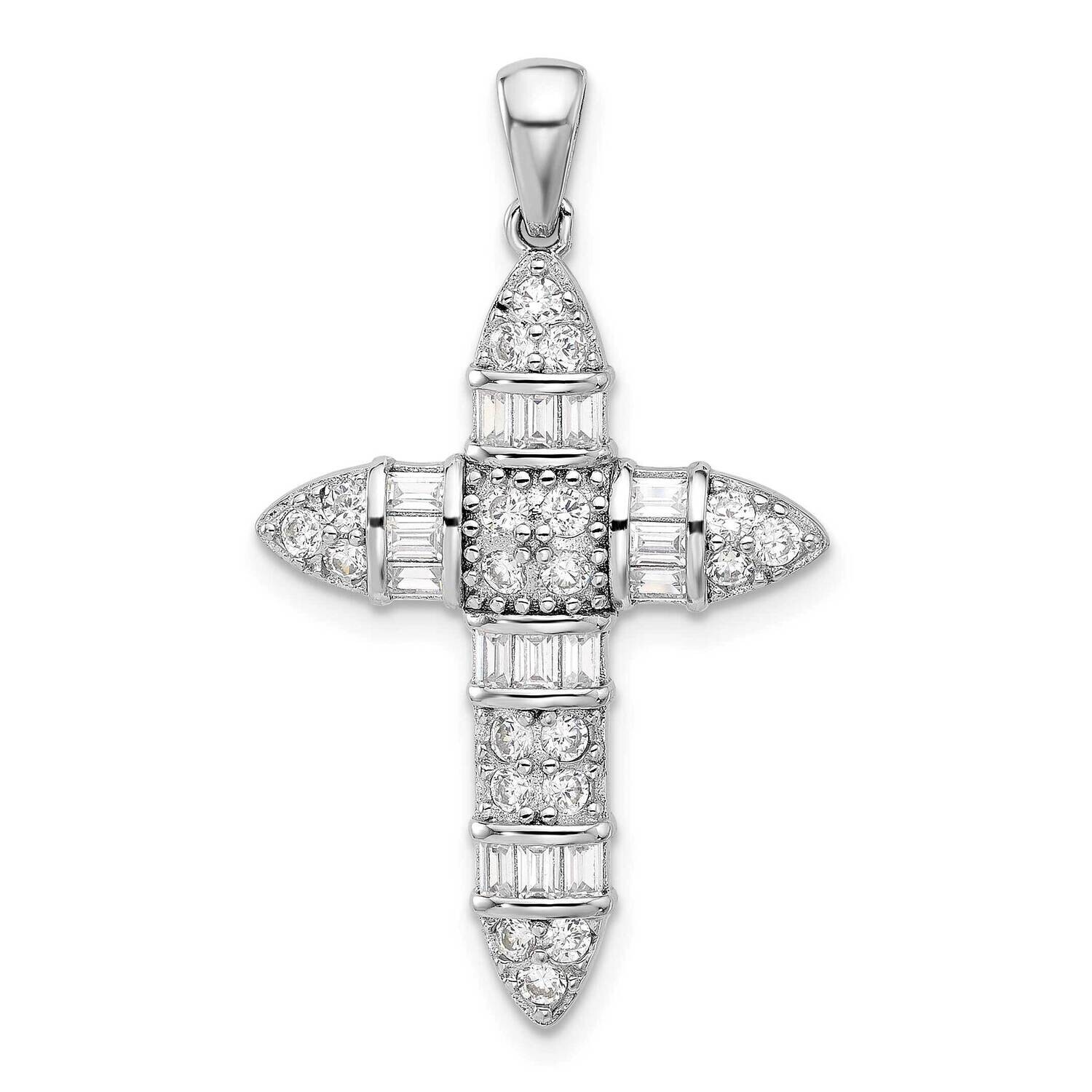 CZ Cross Pendant Sterling Silver Rhodium-Plated QC11447 by Men&#39;s Jewelry and Accessories, MPN: QC11…