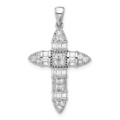 CZ Cross Pendant Sterling Silver Rhodium-Plated QC11447 by Men&#39;s Jewelry and Accessories, MPN: QC11…