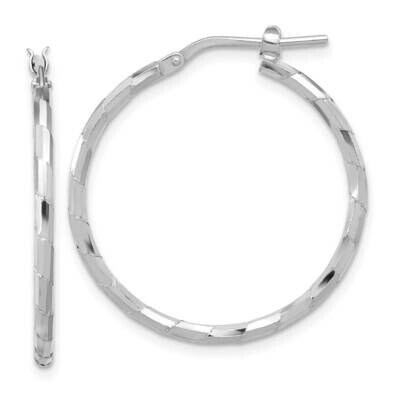 Polished Textured 1.60mm Hoop Earrings Sterling Silver Rhodium-Plated QE16790, MPN: QE16790,