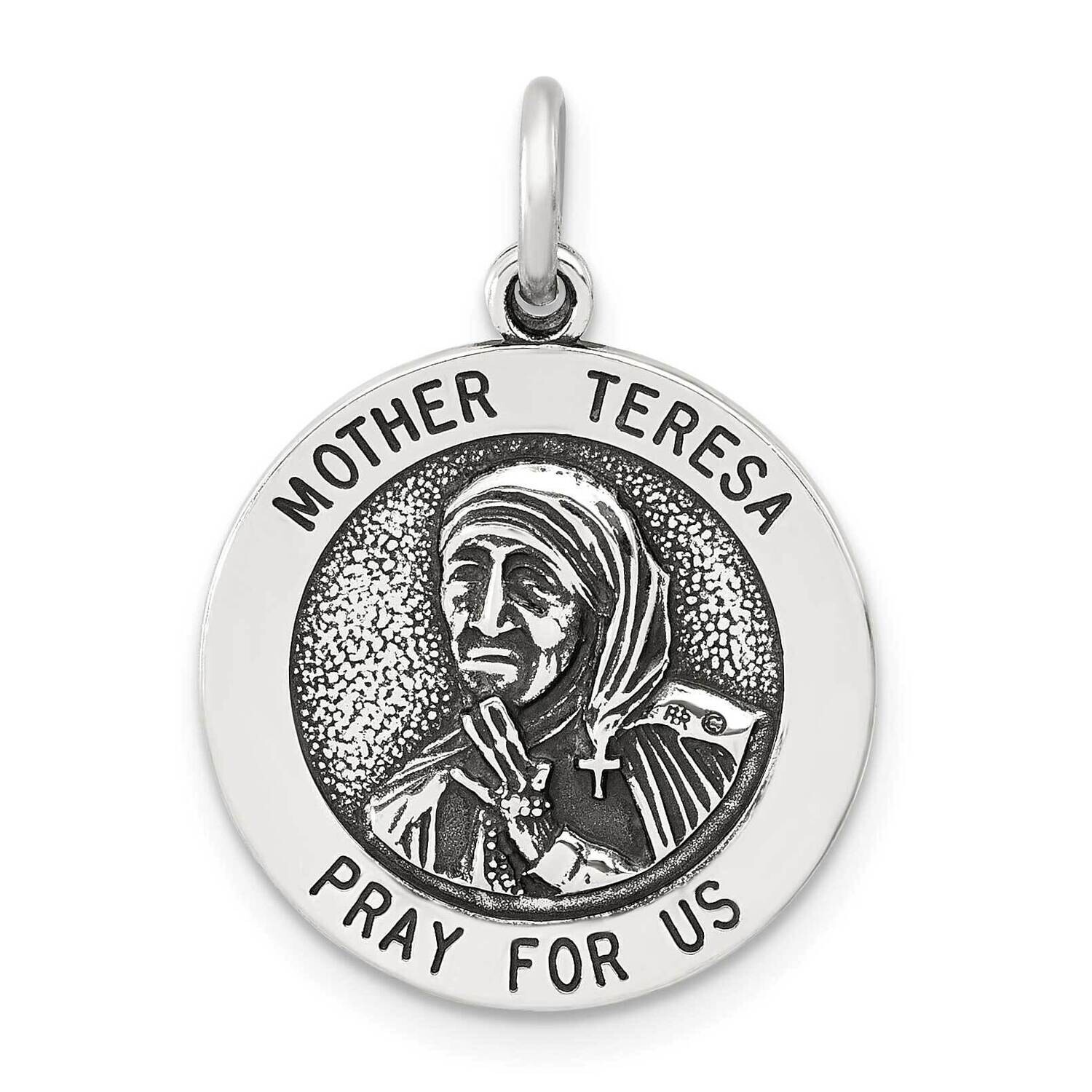 Antiqued Solid Mother Teresa Medal Sterling Silver QC11473 by Men&#39;s Jewelry and Accessories, MPN: Q…