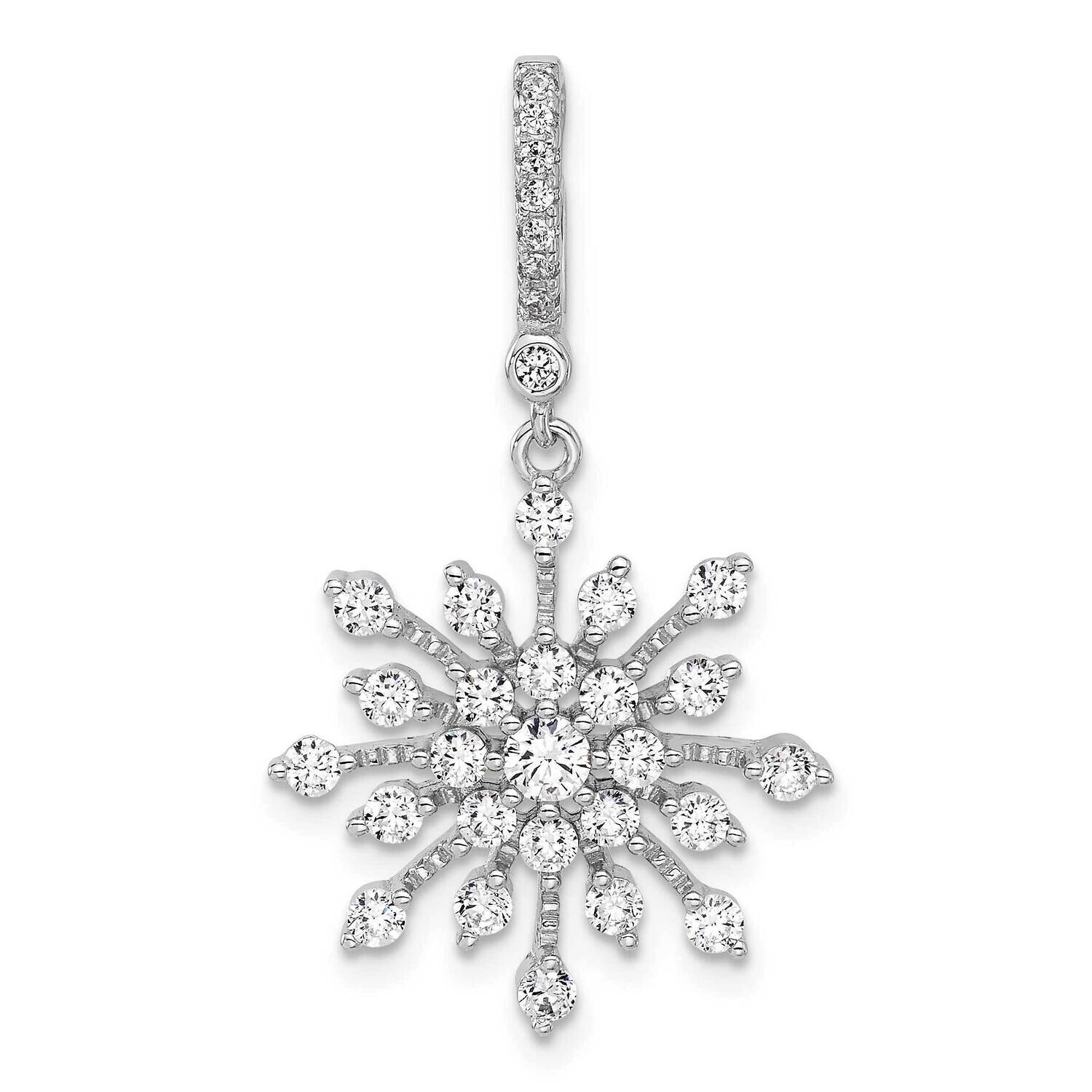 CZ Snowflake Pendant Sterling Silver Rhodium-Plated QC11307, MPN: QC11307,