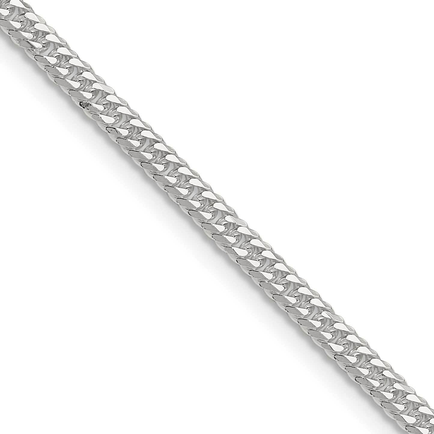 3.0mm Double Diamond-Cut Curb Chain 18 Inch Sterling Silver Polished QDD060-18, MPN: QDD060-18,
