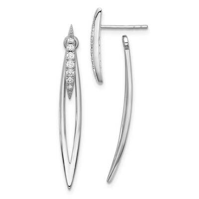 Rh-Plated Curved Point CZ Jacket Post Dangle Earrings Sterling Silver QE17143, MPN: QE17143,