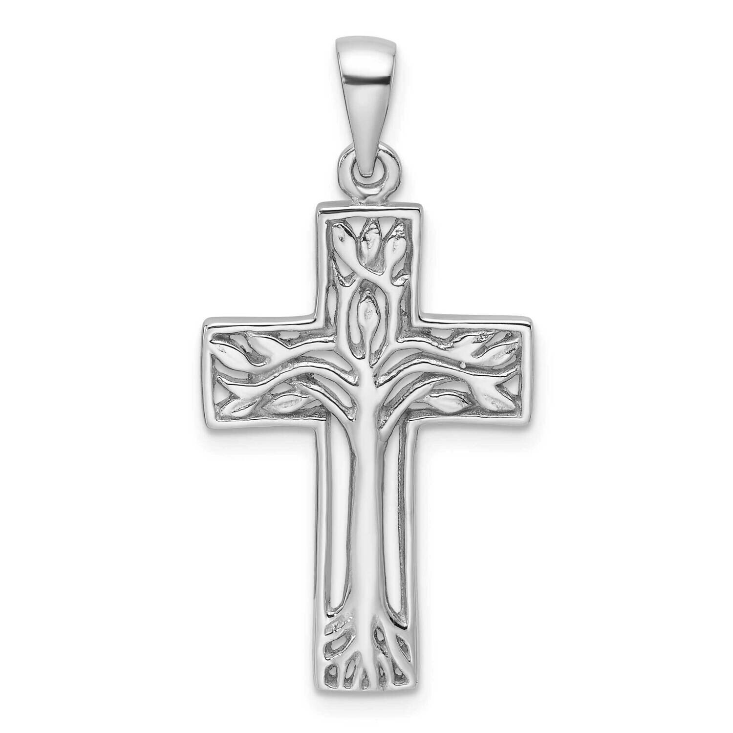 Polished Cross Tree Pendant Sterling Silver Rhodium-Plated QC11461 by Men&#39;s Jewelry and Accessories…