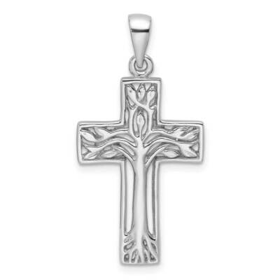 Polished Cross Tree Pendant Sterling Silver Rhodium-Plated QC11461 by Men&#39;s Jewelry and Accessories…