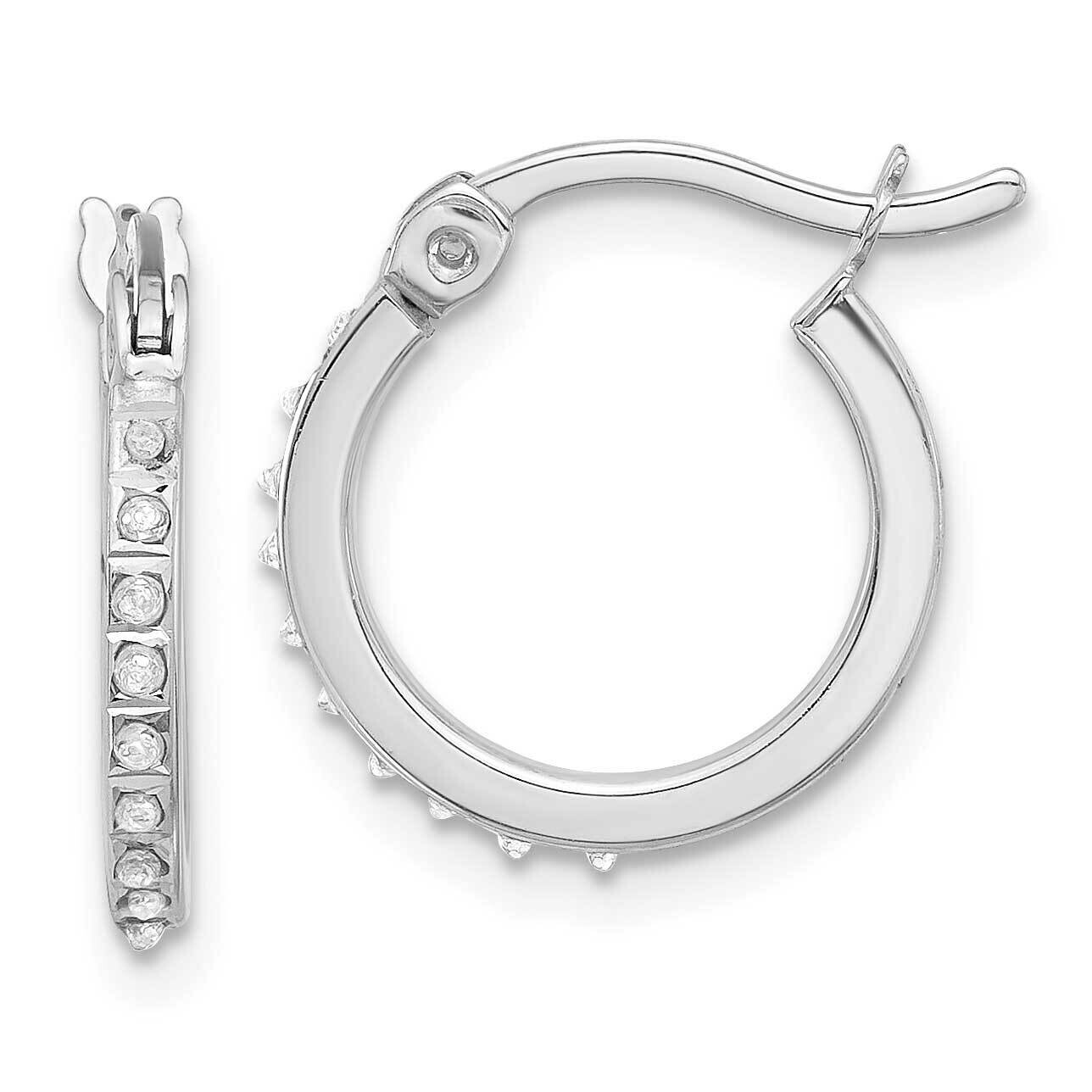 Platinum-Plated Diamond Mystique Hoop Earrings Sterling Silver QDF203, MPN: QDF203,