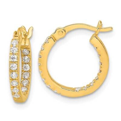 Gold-Tone Polished In Out CZ Round Hoop Earrings Sterling Silver QE17194GP, MPN: QE17194GP,