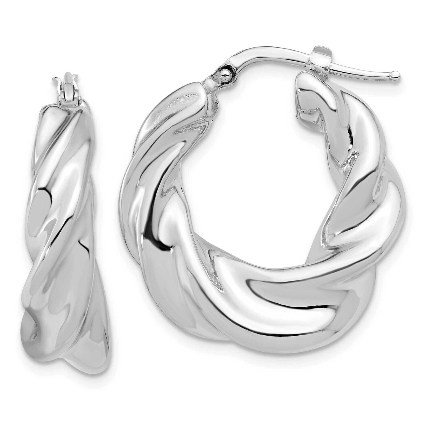 Polished Twisted Hoop Earrings Sterling Silver Rhodium-Plated QE16836, MPN: QE16836,