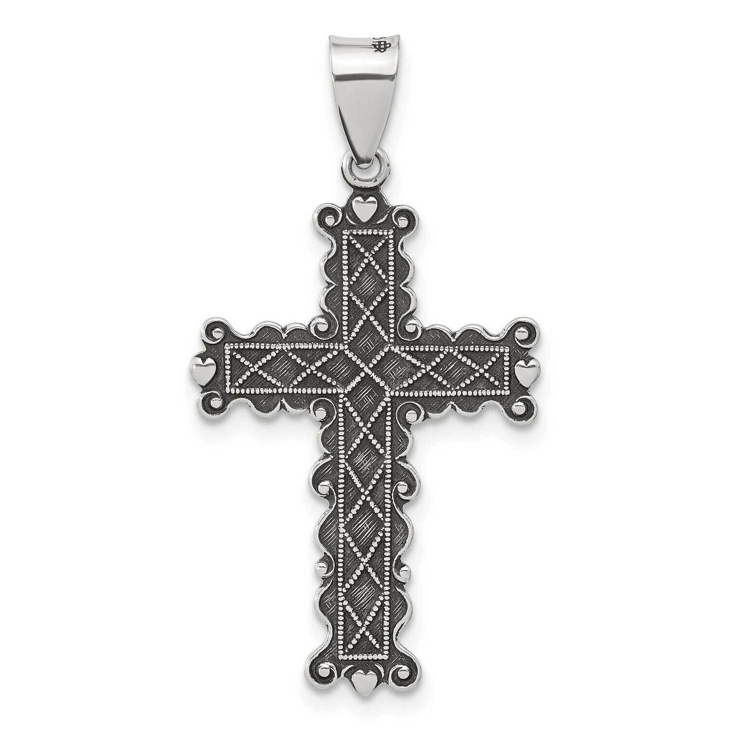 Antiqued Solid Textured Cross Pendant Sterling Silver QC11406 by Men&#39;s Jewelry and Accessories, MPN…