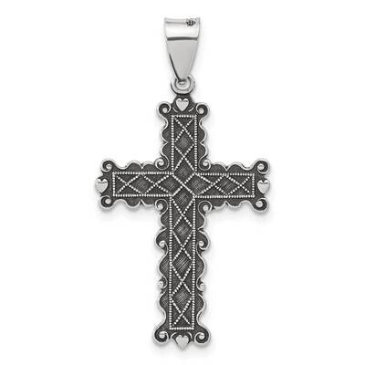Antiqued Solid Textured Cross Pendant Sterling Silver QC11406 by Men&#39;s Jewelry and Accessories, MPN…