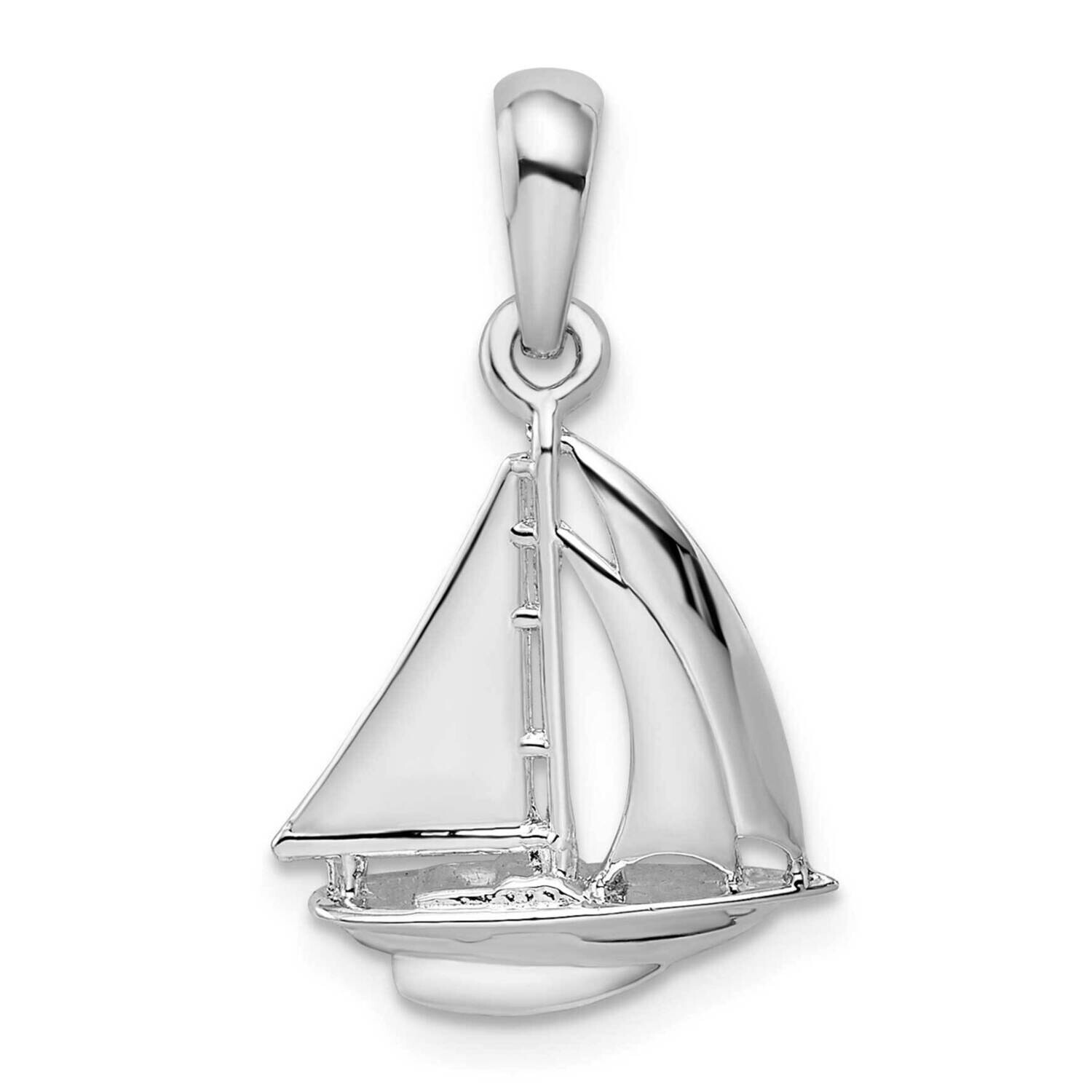 3D Sailboat Pendant Sterling Silver Polished QC9872, MPN: QC9872, 637218146444