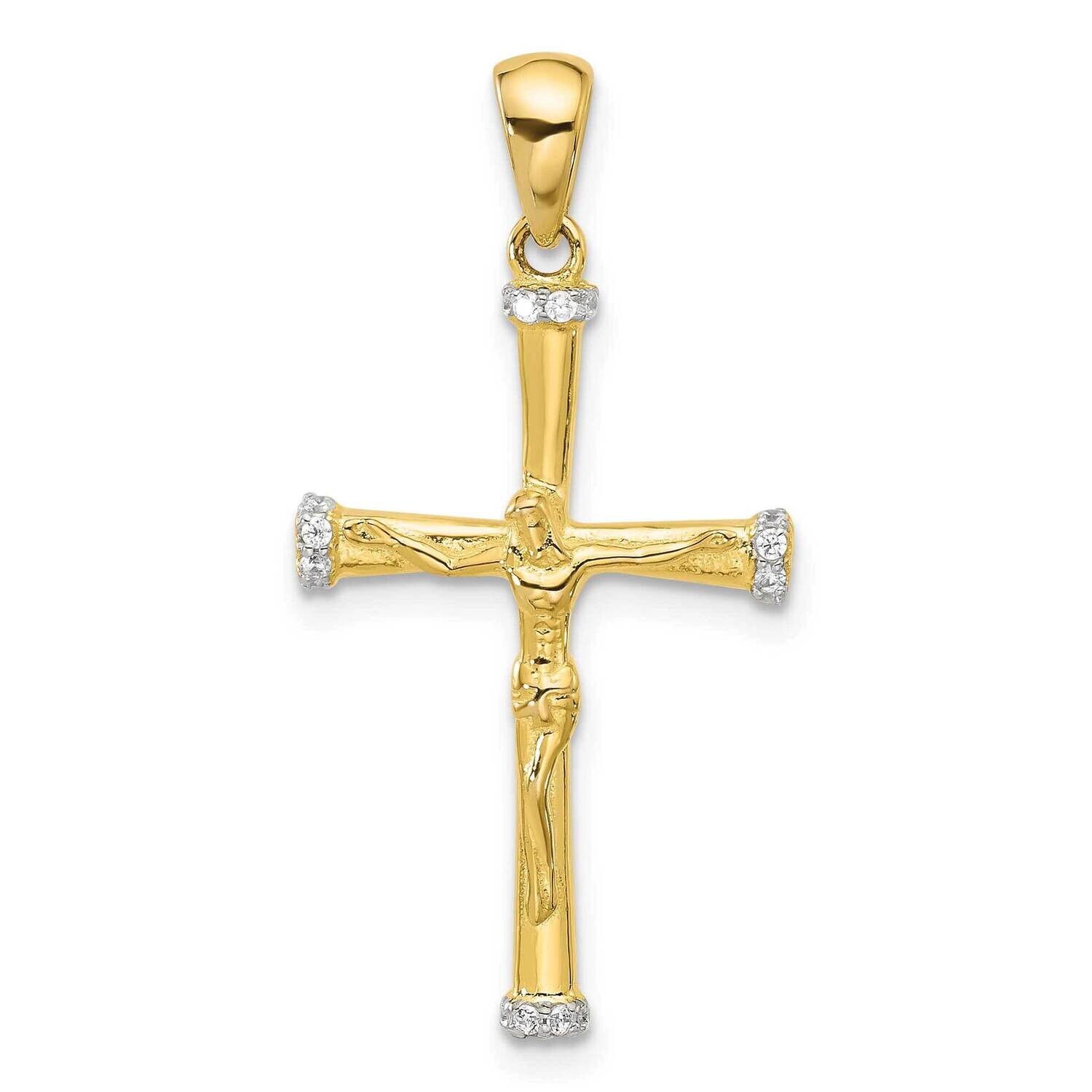 Gold-Tone CZ Latin Crucifix Cross Pendant Sterling Silver QC11449GP by Men&#39;s Jewelry and Accessorie…