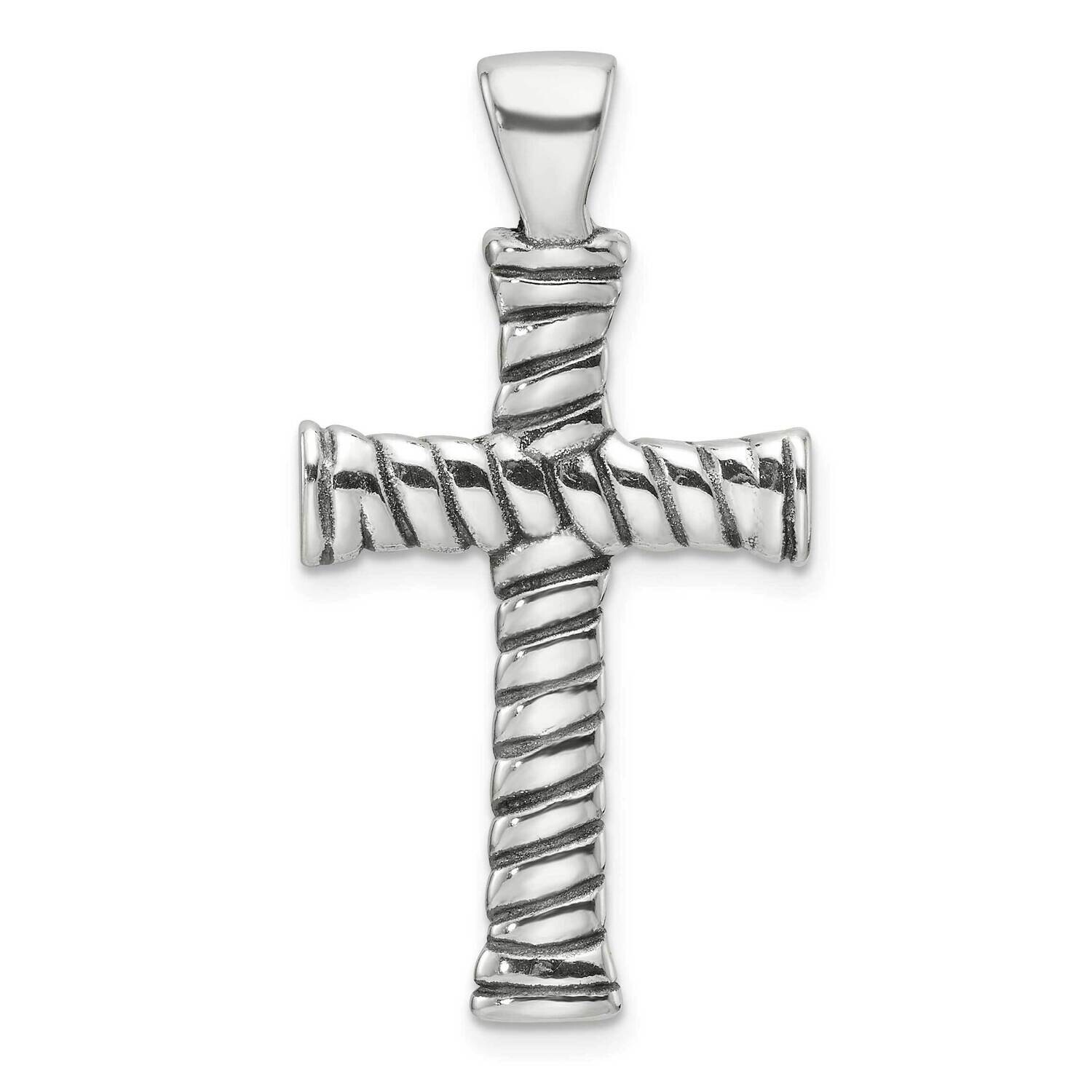 Antiqued Cross Pendant Sterling Silver Polished QC11396