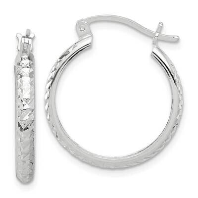 Diamond-Cut 3mm Round Hoop Earrings Sterling Silver Polished QE16877, MPN: QE16877,