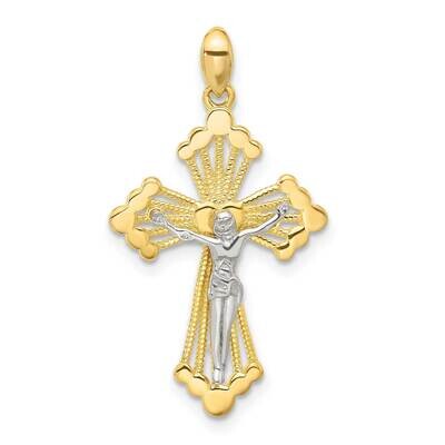Gold-Tone Rhodium-Plated Crucifix Cross Pendant Sterling Silver QC11453, MPN: QC11453,