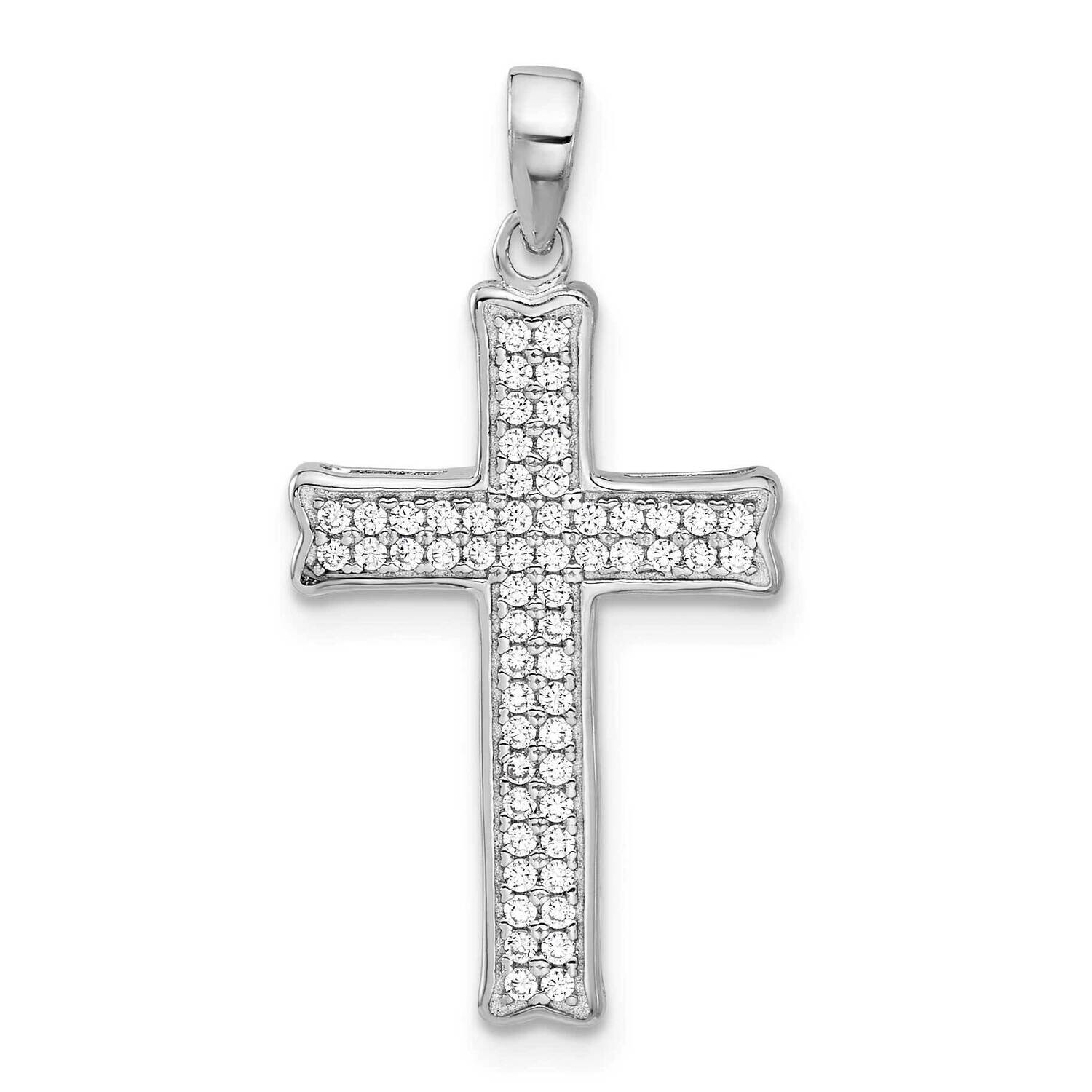 Polished CZ Pave Cross Pendant Sterling Silver Rhodium-Plated QC11431 by Men&#39;s Jewelry and Accessor…