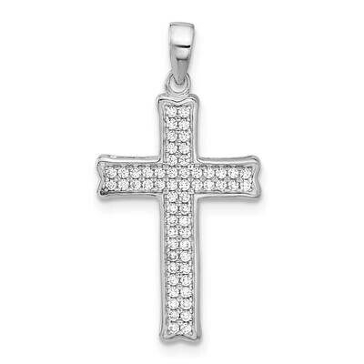 Polished CZ Pave Cross Pendant Sterling Silver Rhodium-Plated QC11431 by Men&#39;s Jewelry and Accessor…