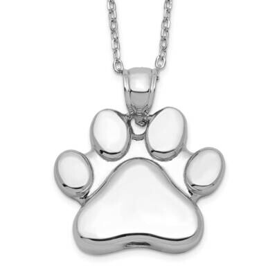 Paw Print Ash Holder 18 Inch Necklace Sterling Silver Rhodium-Plated QC9745-18, MPN: QC9745-18, 191…