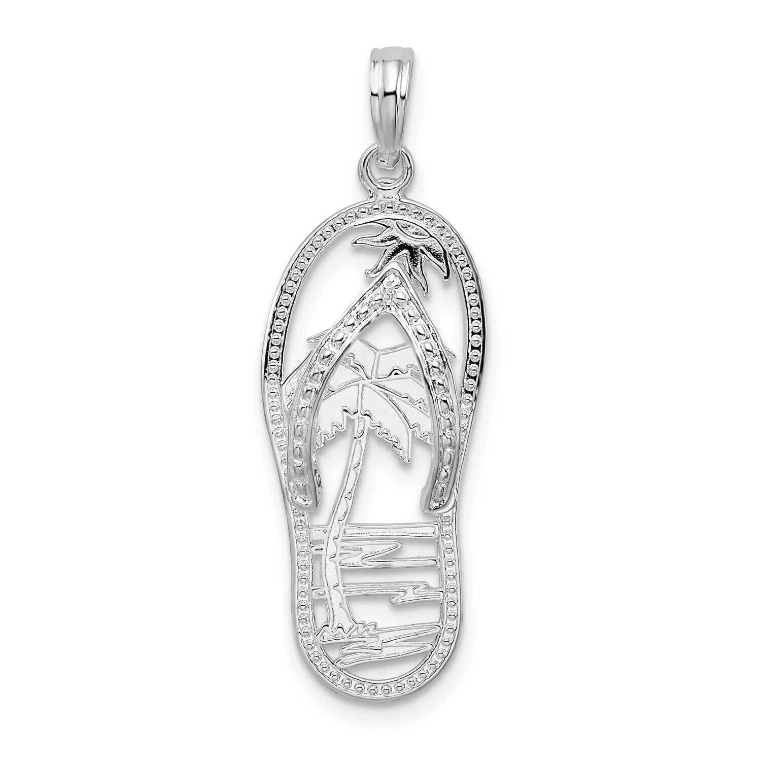 3D Cut-Out Palm Tree Flip-Flop Pendant Sterling Silver Polished QC9804, MPN: QC9804, 637218145683