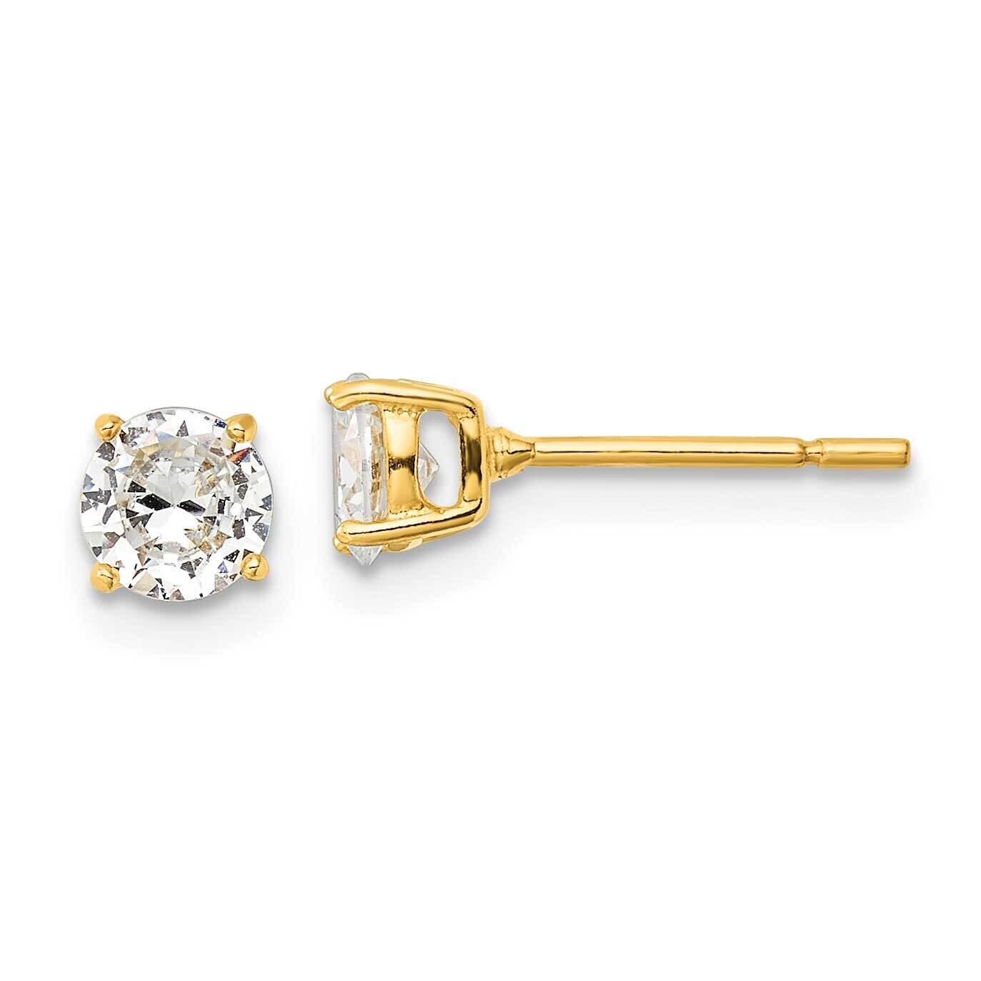 Gold-Tone Polished 5mm CZ Post Earrings Sterling Silver QE12181GP, MPN: QE12181GP,
