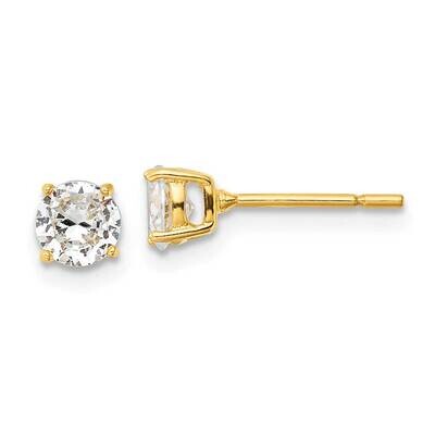 Gold-Tone Polished 5mm CZ Post Earrings Sterling Silver QE12181GP, MPN: QE12181GP,