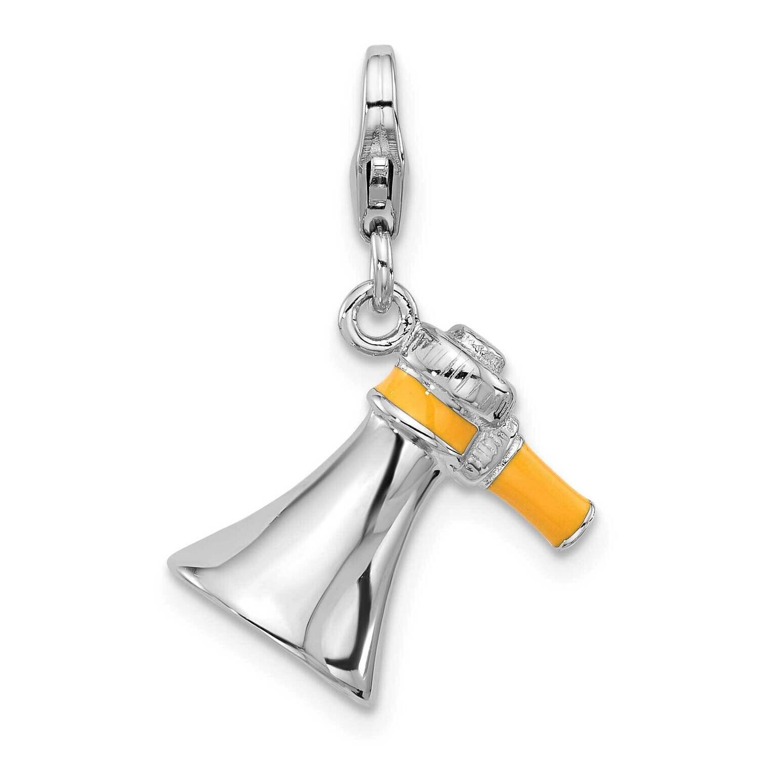 Amore La Vita Rh-Plated Enameled 3-D Megaphone Charm Sterling Silver QCC1286, MPN: QCC1286,