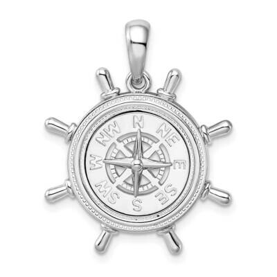 Ships Wheel Compass Pendant Sterling Silver Polished QC9810 by Men&#39;s Jewelry and Accessories, MPN: …