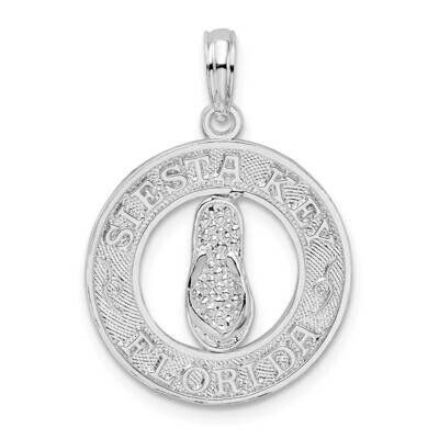 Textured Siesta Key,Fl Flip-Flop Pendant Sterling Silver QC9915, MPN: QC9915, 637218148219