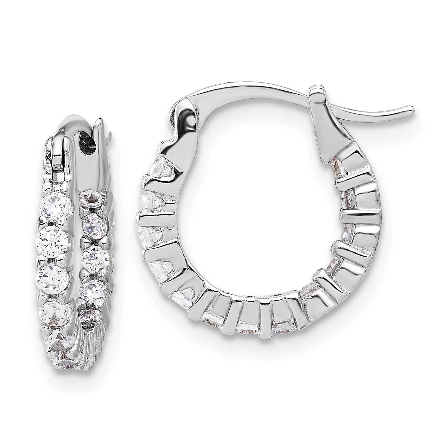 2mm CZ In Out Hoop Earrings Sterling Silver Rhodium-Plated QE17195, MPN: QE17195,