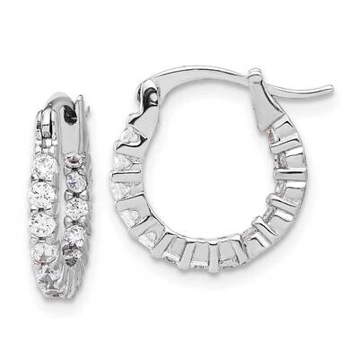 2mm CZ In Out Hoop Earrings Sterling Silver Rhodium-Plated QE17195, MPN: QE17195,